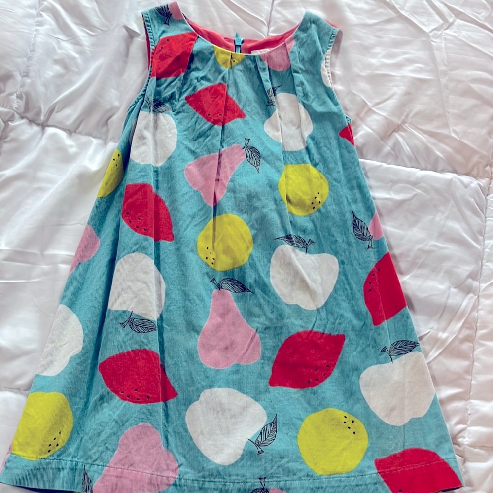 Mini Boden 5/6 pinafore dress, thin wale corduroy pears!